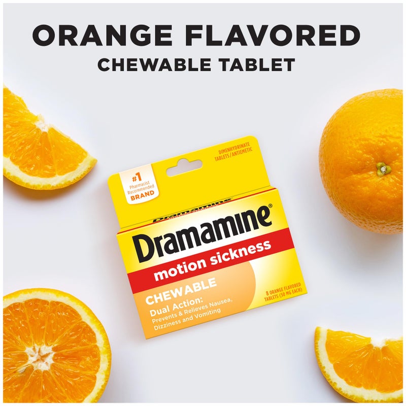 Dramamine Chewable, Motion Sickness Relief, Orange Flavor, 8 Count - Image 4
